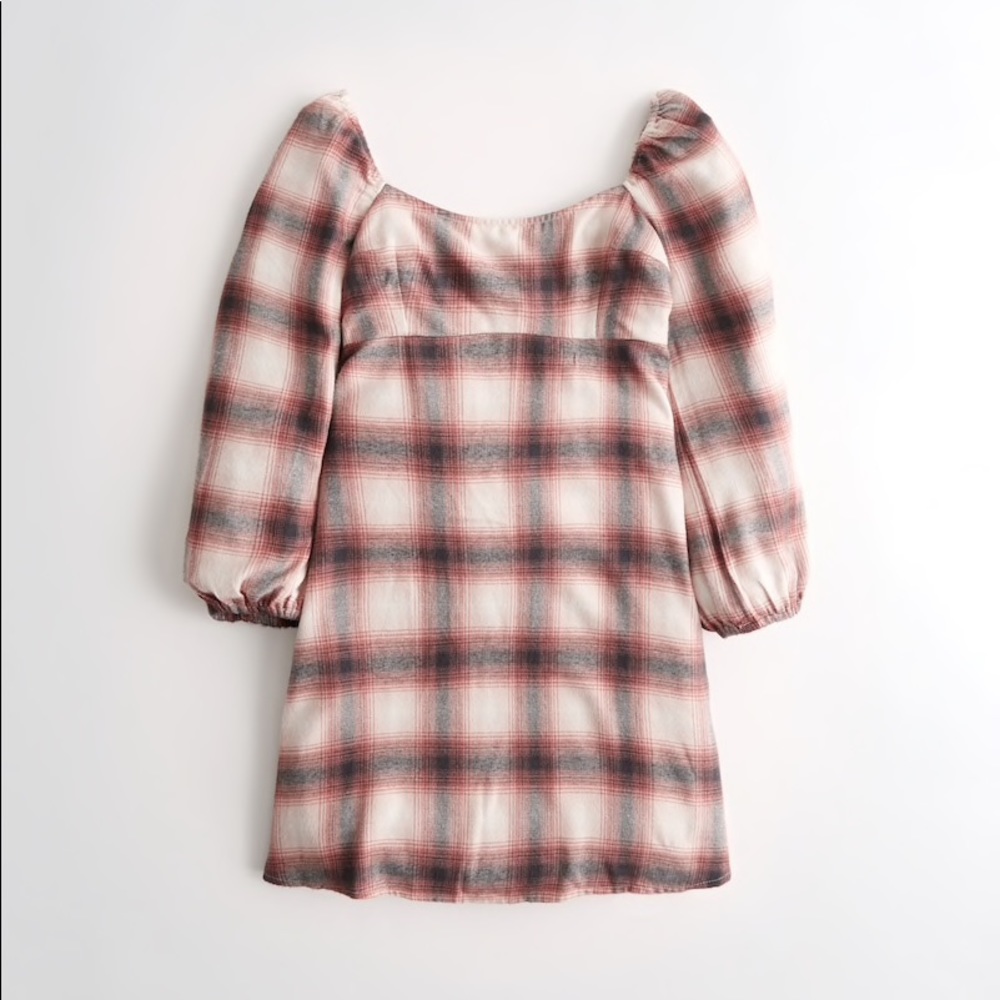 Hollister plaid flannel babydoll dress large - Picture 1 of 2